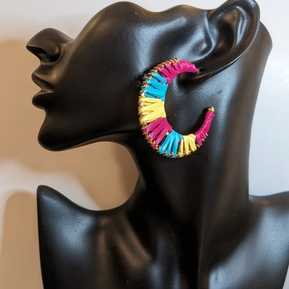 Mixit Gold Tone Multi Color‎ Post Raffia Earrings